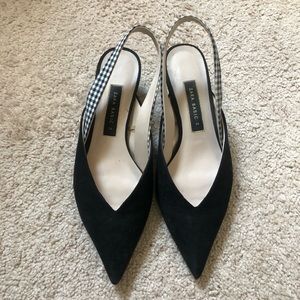 SLINGBACK PUMP black faux seude